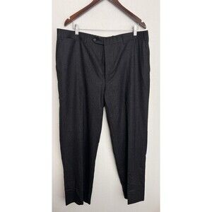 Canali Men’s 38x29 Tessuto Gray 100% Wool Flat Front Dress Pants Made In Italy